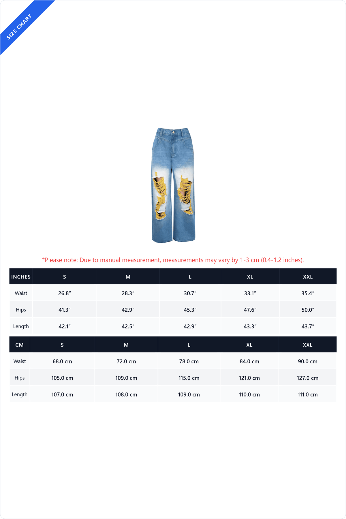 High-Waisted Distressed Wide-Leg Jean