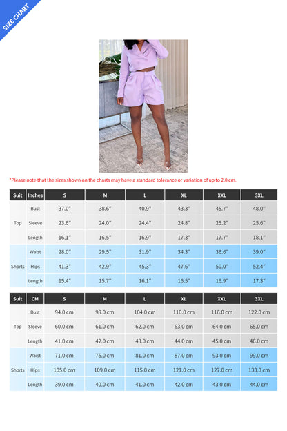 Elegant Blazer Long Sleeve Shorts Set