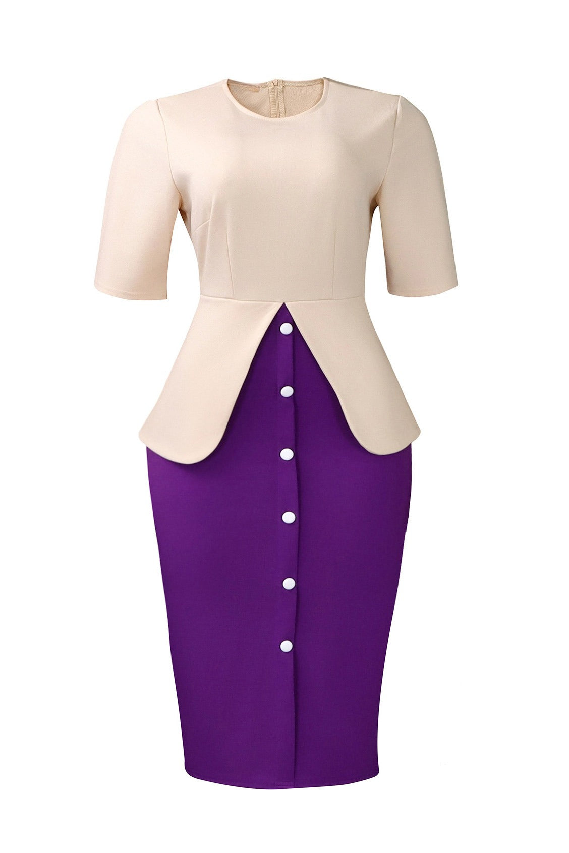 Elegant Tie-Neck Puffy Sleeve A-Line Midi Dress