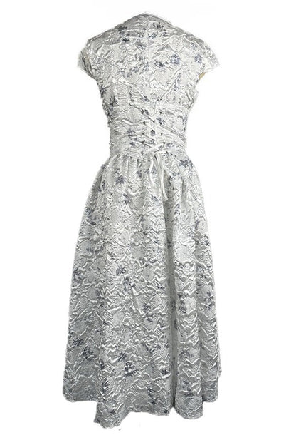 Printed Waist Defined A Line Midi Dress