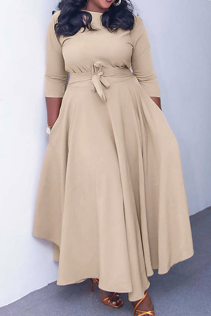 Elegant Tie-Waist A-Line Maxi Dress