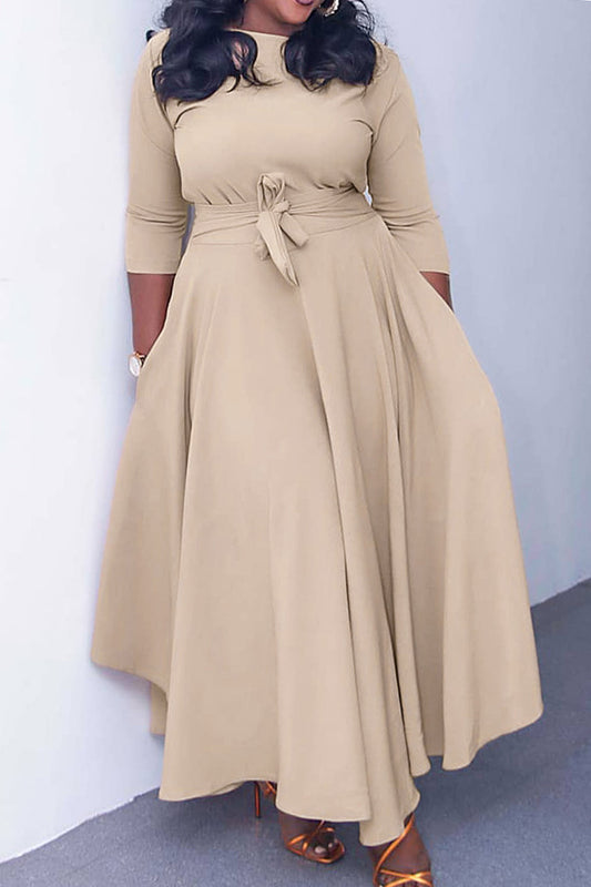 Elegant Tie-Waist A-Line Maxi Dress