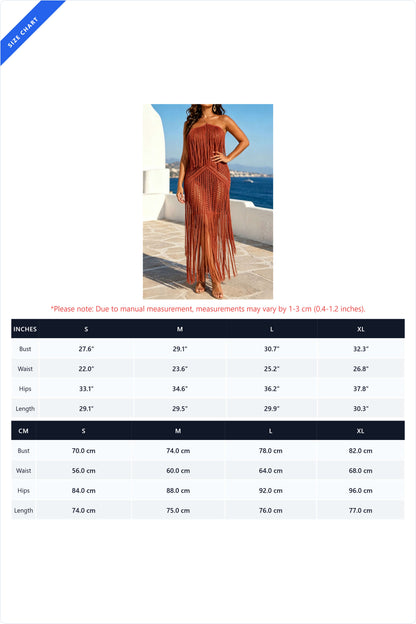 Crochet Halter Fringe Maxi Dress