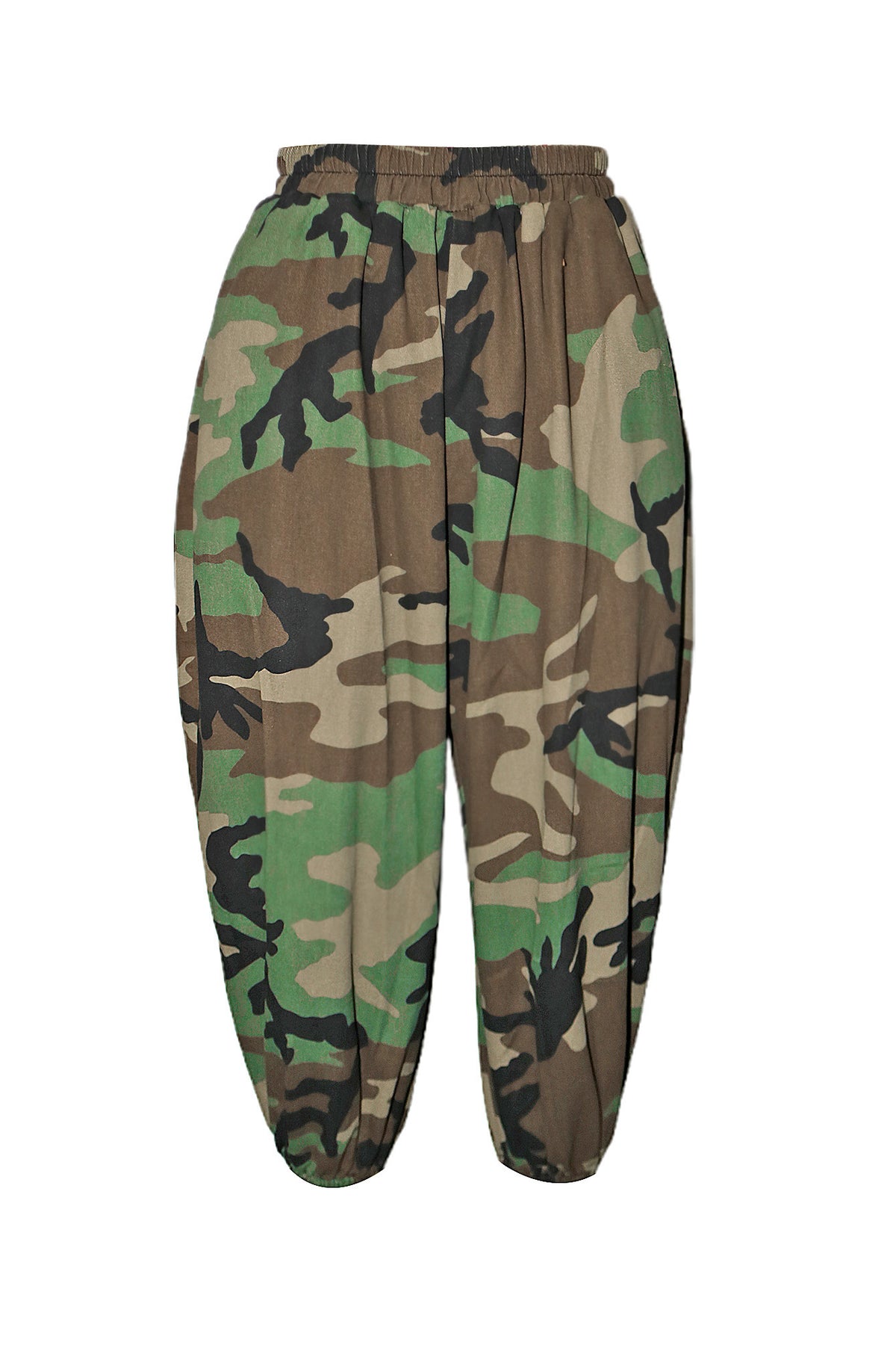 Camo Print Elastic Waist Capri Jeans