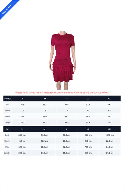 Ruched Tiered Ruffle Mini Dress