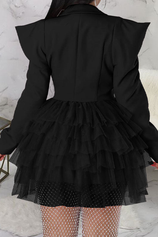Statement Shoulder Tulle Blazer Dress
