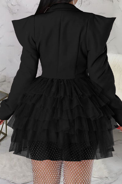 Statement Shoulder Tulle Blazer Dress