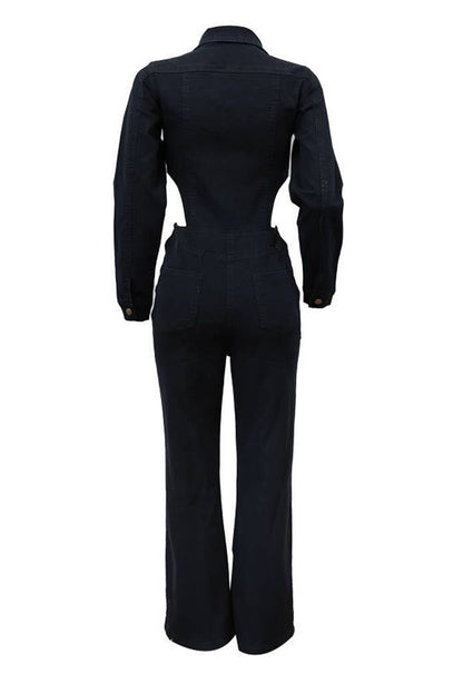 Cut-Out Casual Stretch Jumpsuit
