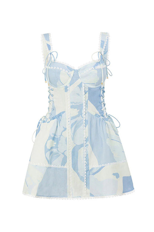 Lace Trim Tie Strap Slim Fit Mini Dress