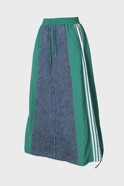 Wide Denim Skirts with Wide Contrast Side Lines