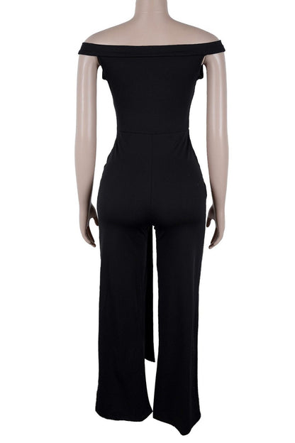 Stretch Off Shoulder Tie Detail Jumpsuit
