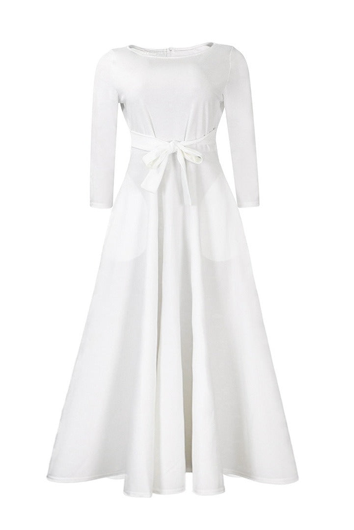 Elegant Tie-Waist A-Line Maxi Dress