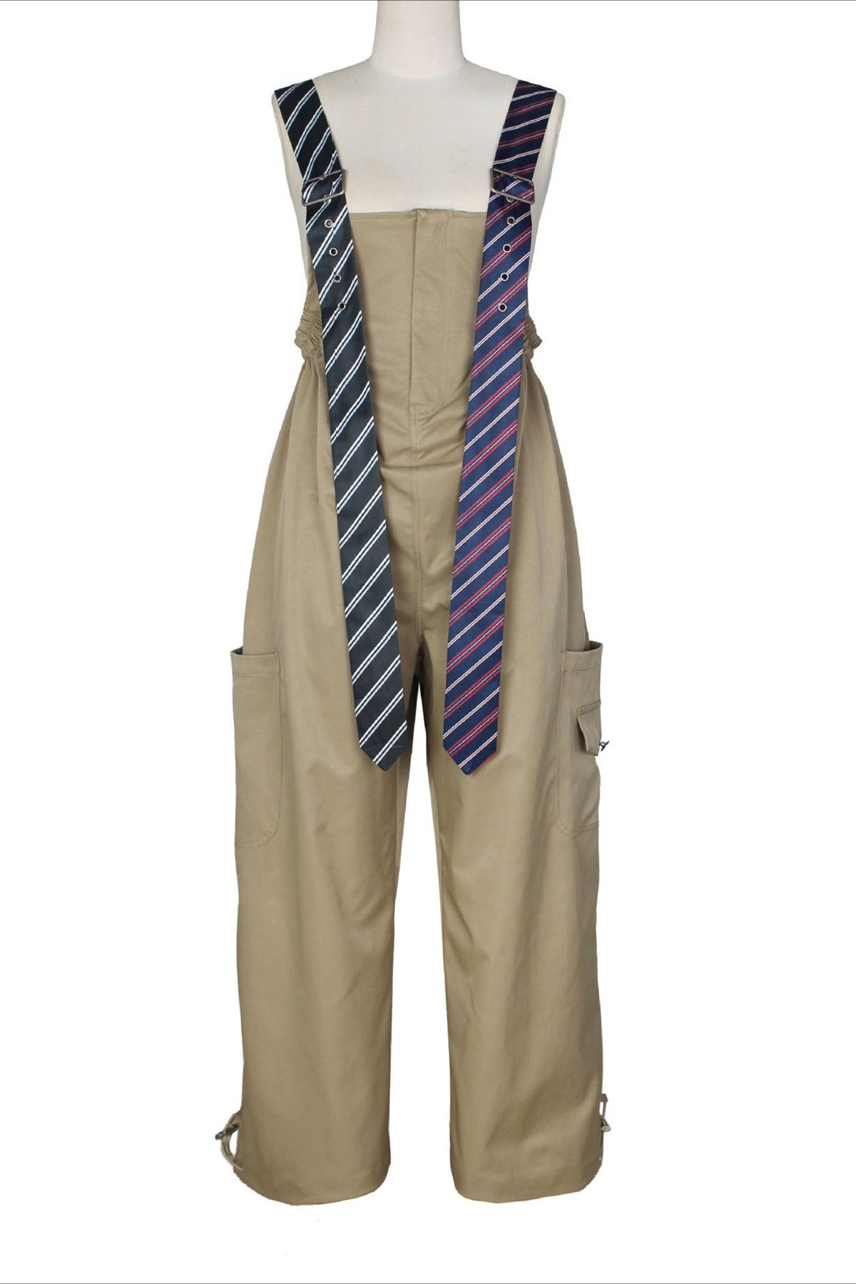 Wide-Leg Cargo Overalls with Buckle Straps