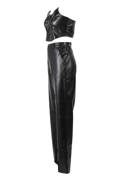 Corset Cutout PU Leather Cargo Set