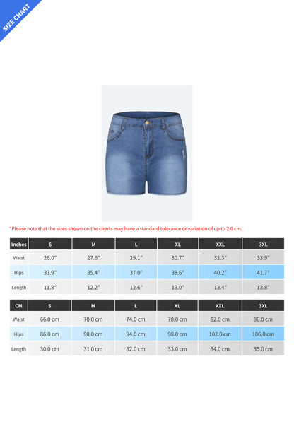 Stretch Skinny Ripped Denim Shorts