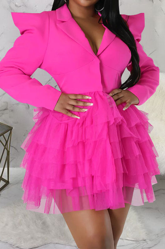 Statement Shoulder Tulle Blazer Dress