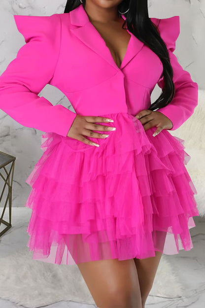 Statement Shoulder Tulle Blazer Dress