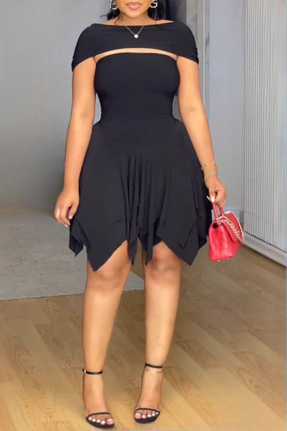 Elegant Asymmetrical Strapless Ruched Layered Dress