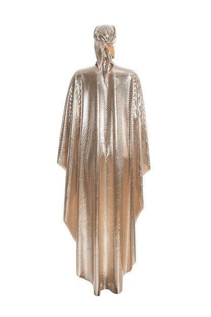 Metallic-Effect Cape Bodysuit
