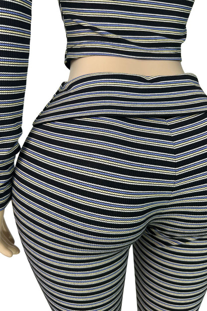 Striped Zip Hoodie & Foldover Capri Pants Set