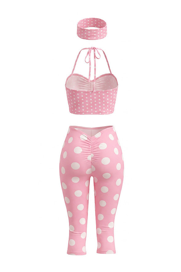 3-Piece Crop Top, Capri & Headband Set