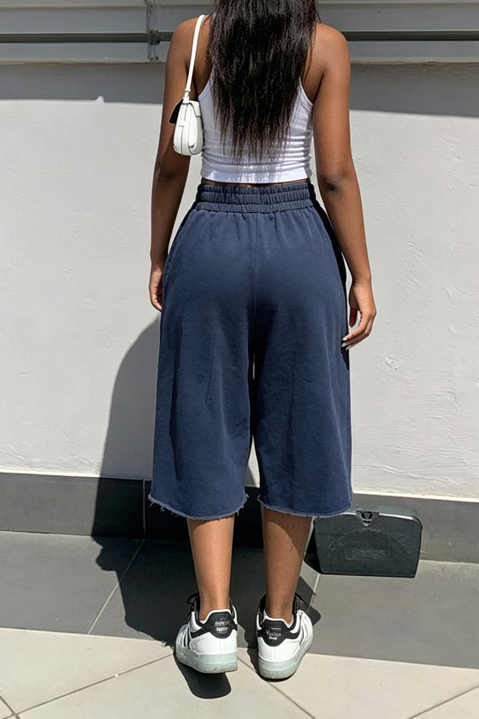 Vintage Wash Raw Hem Baggy Sweat Shorts