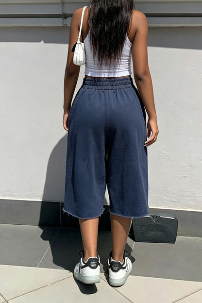 Vintage Wash Raw Hem Baggy Sweat Shorts
