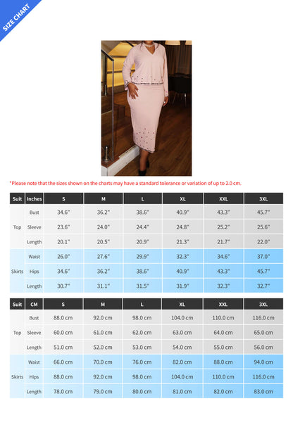 Elegant V-Neck Beaded Bodycon Dress Set