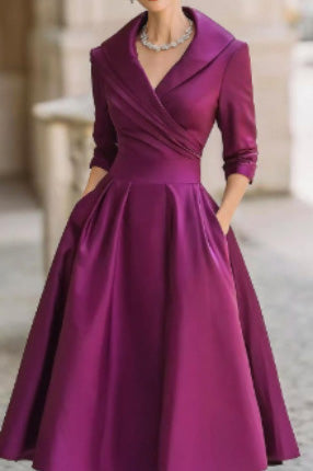Solid Long Sleeve Waisted Midi Dress
