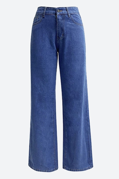 High-Waisted Straight Leg Jeans