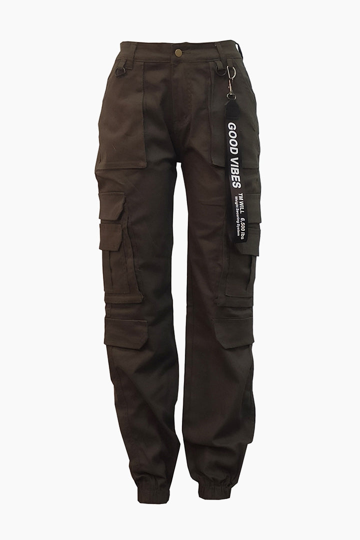 High Rise Cargo Joggers With Pockets