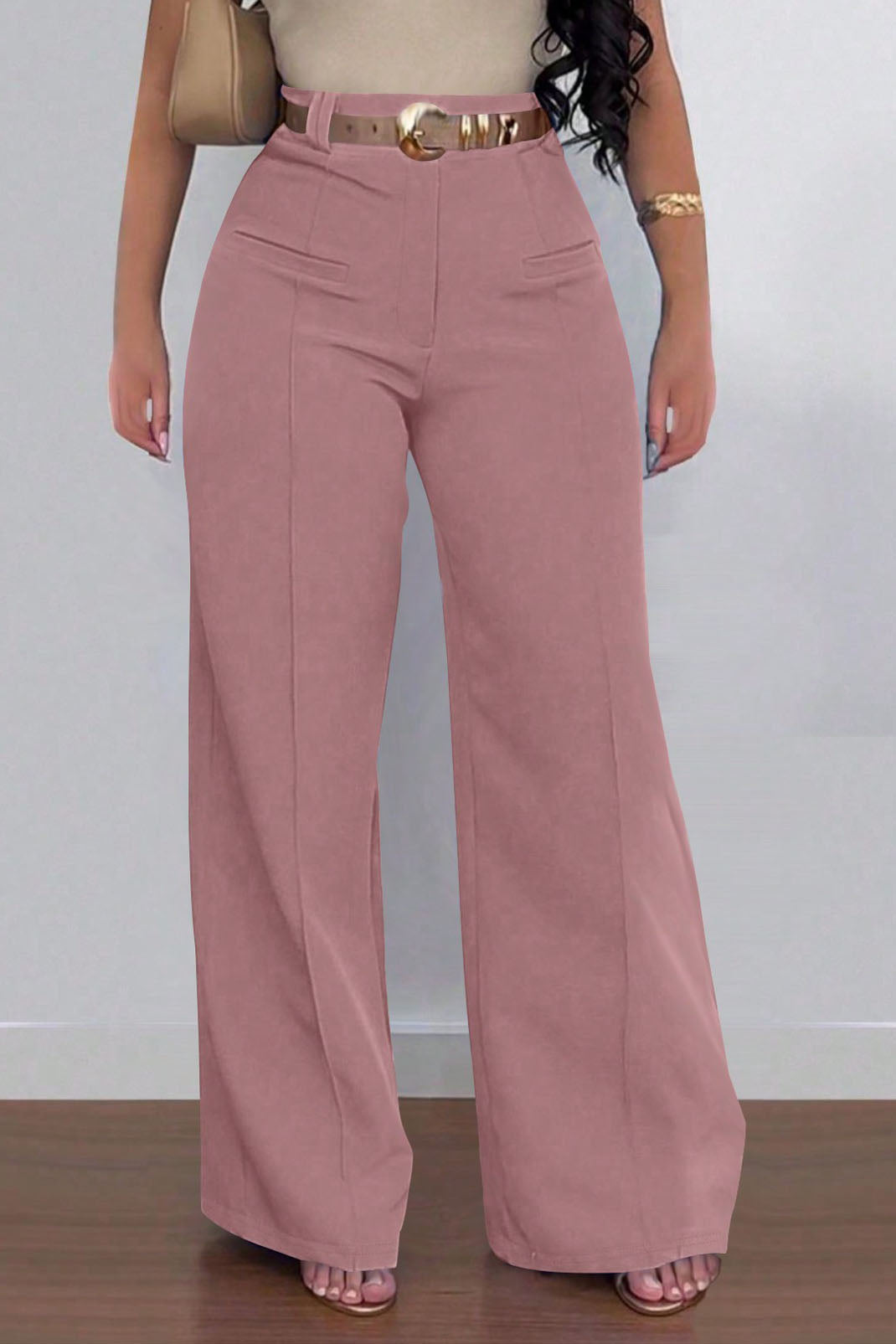 Casual Solid Color Loose Wide-Leg Pants