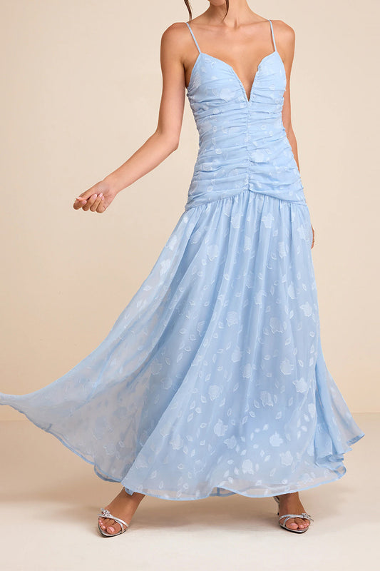 Floral Ruched Cami Vacation Maxi Dress
