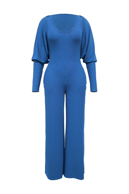 2-Piece Ribbed Knit Tank Jumpsuit & Cropped Top Set