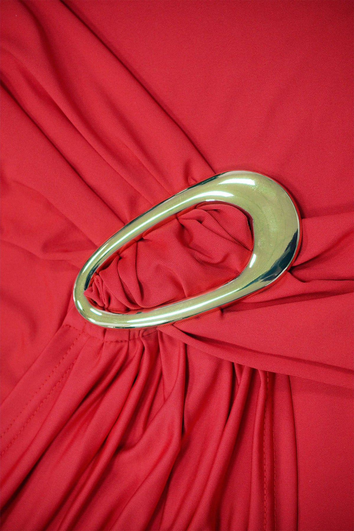 One-Shoulder Draped Ring Maxi Dress
