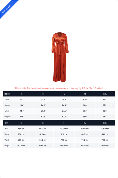 Faux Silk Pleated Tie-Waist Maxi Dress