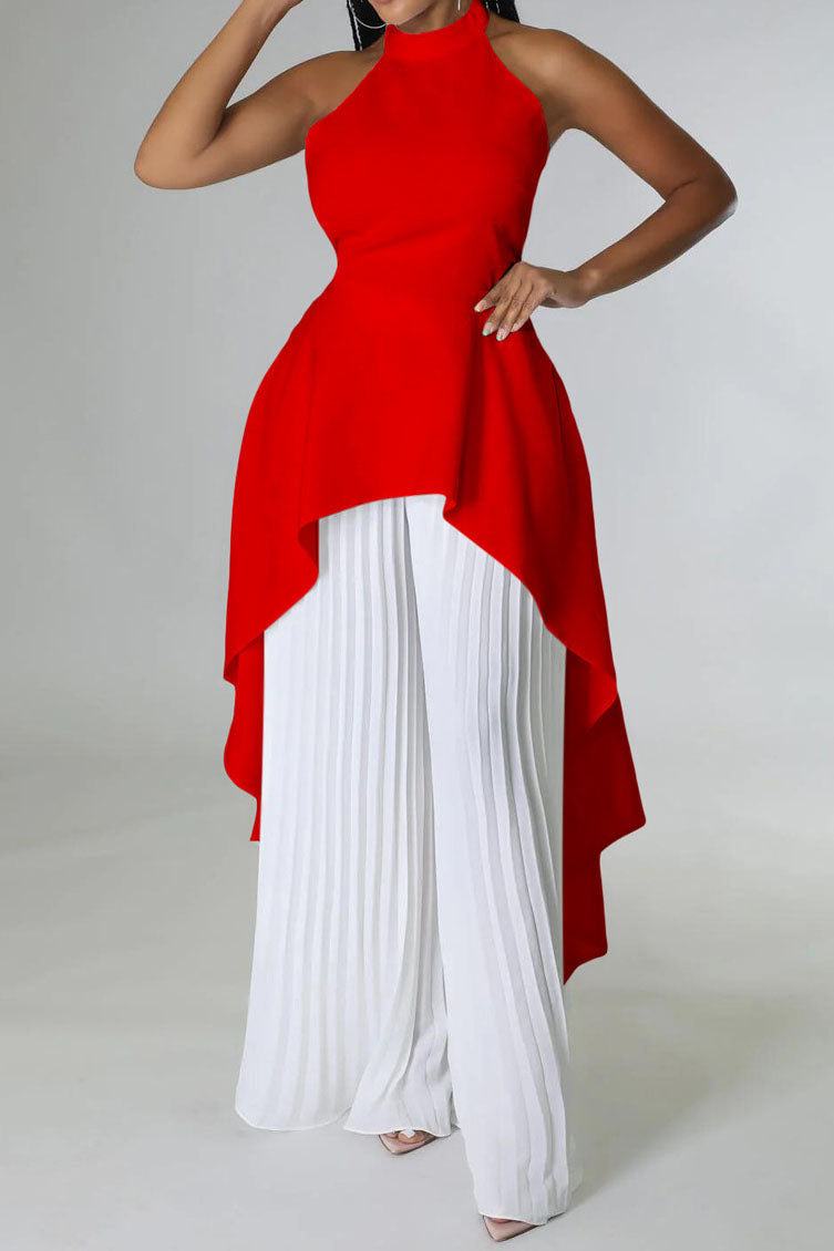 Halter Tunic Top & Pleated Pants Set