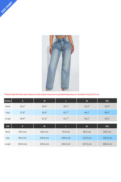 Rhinestone Straight Leg Jeans Pants