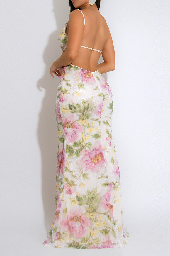 Blossom Sequin Floral Maxi Dress
