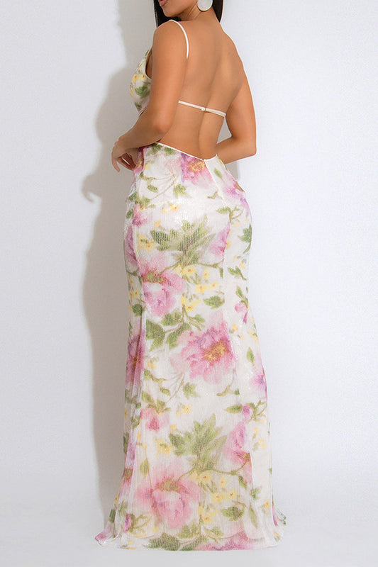 Blossom Sequin Floral Maxi Dress