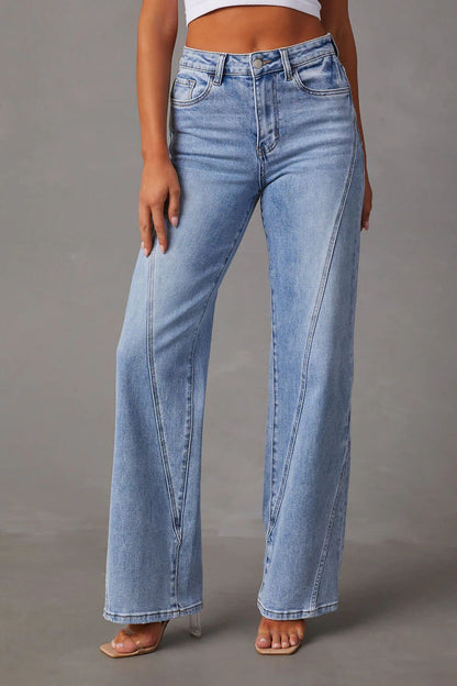 Loose Stitch Wide Leg Jeans
