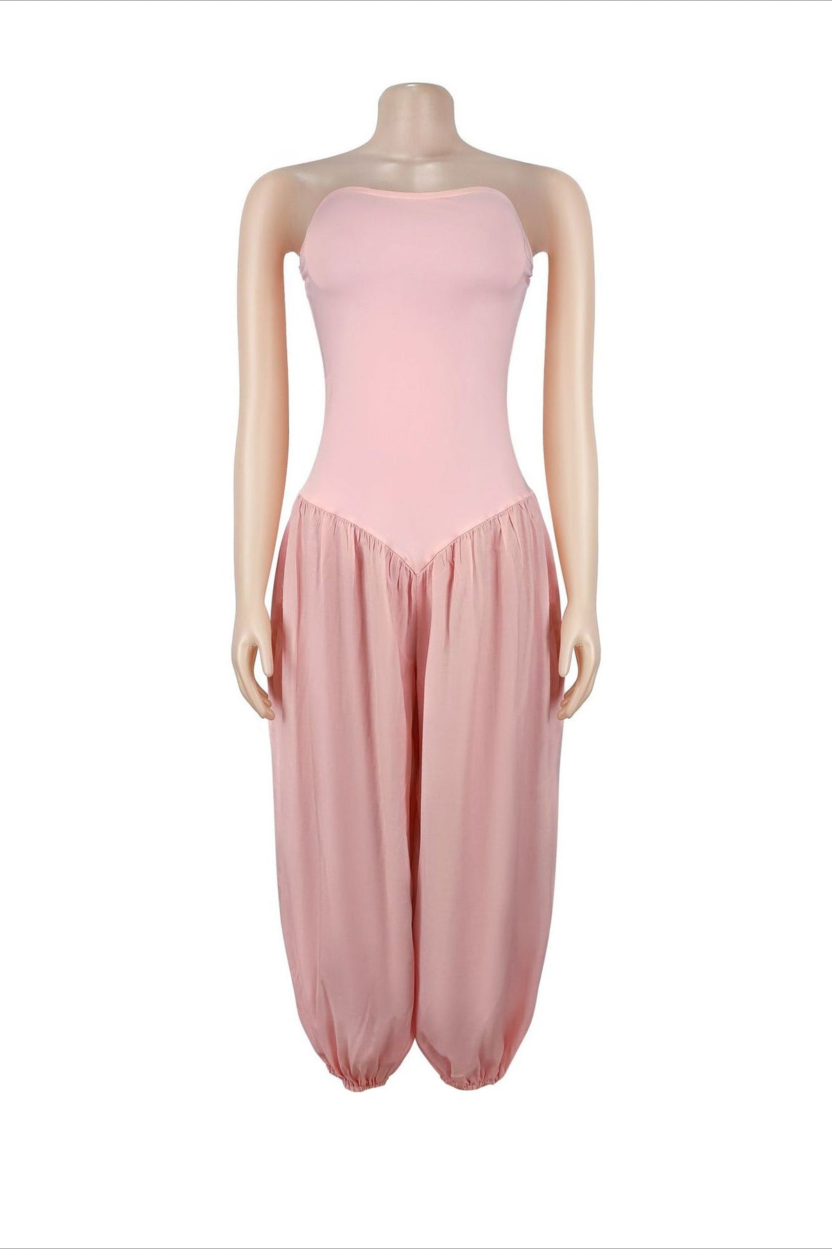 Strapless Sweetheart Pleated Balloon Jumpsuit