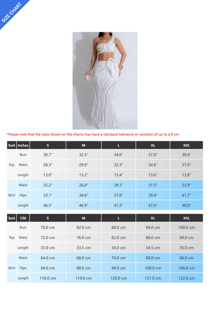 Sleeveless One-Shoulder Crop Top & Skirt Set