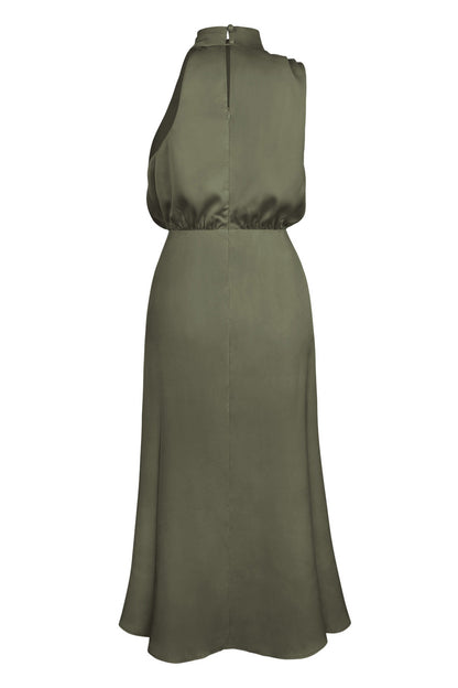 Satin Mock-Neck Slip Dress