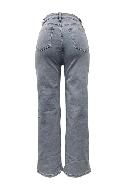 Pearl & Rhinestone Embellished Wide Leg Jeans