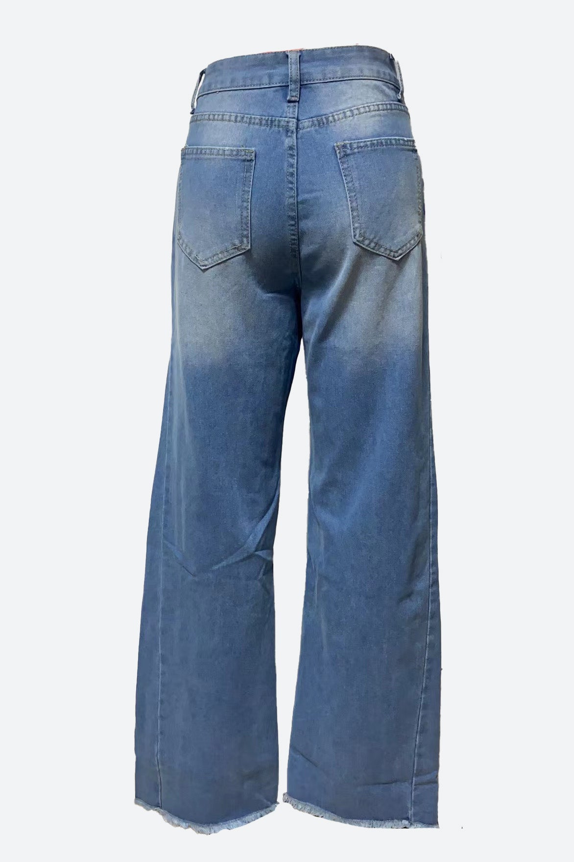Raw Hem Wide Leg Jeans