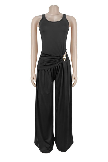 Embellished Cutout Wide Leg Jumpsuit