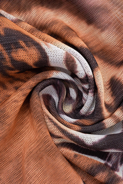Tiger-Print Tie-Front Mesh Shirt