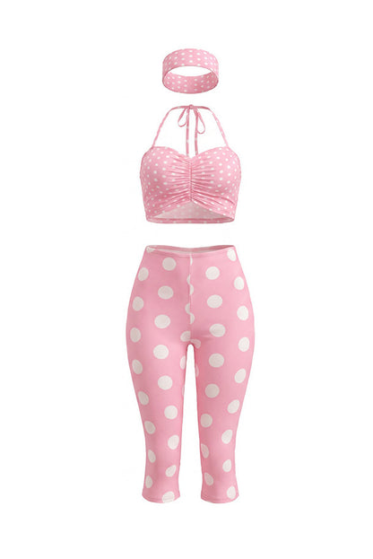 3-Piece Crop Top, Capri & Headband Set