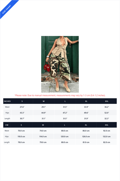 Camo Cargo Balloon Capri Pants